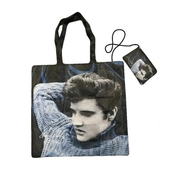 New The King Blue Sweater Elvis Presley Shopping Supermarket Bag Tote 15x15 NIP - Picture 1 of 3